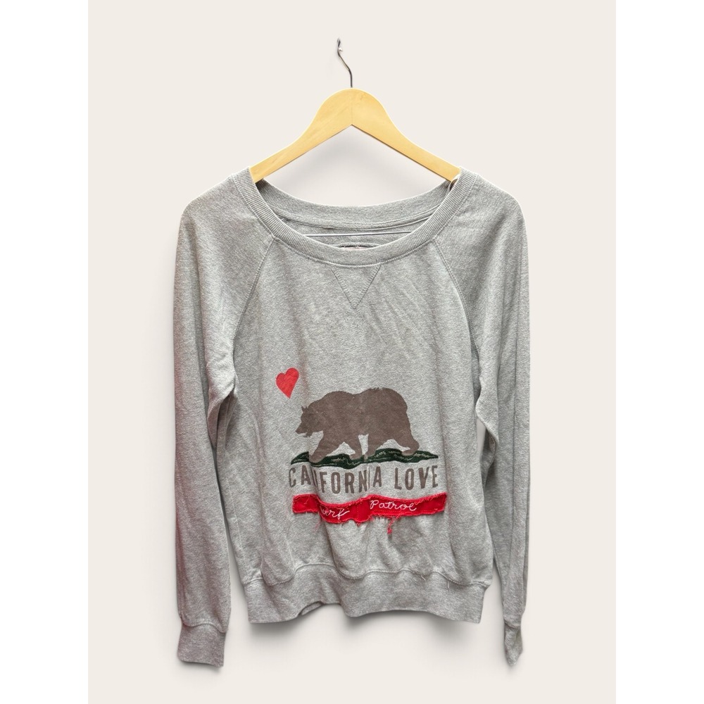 Reflex California Love Bear Sweatshirt Grey Distressed Surf Patrol Large